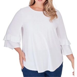 Ruby Rd. Swiss Dot Textured Patio Party White Top